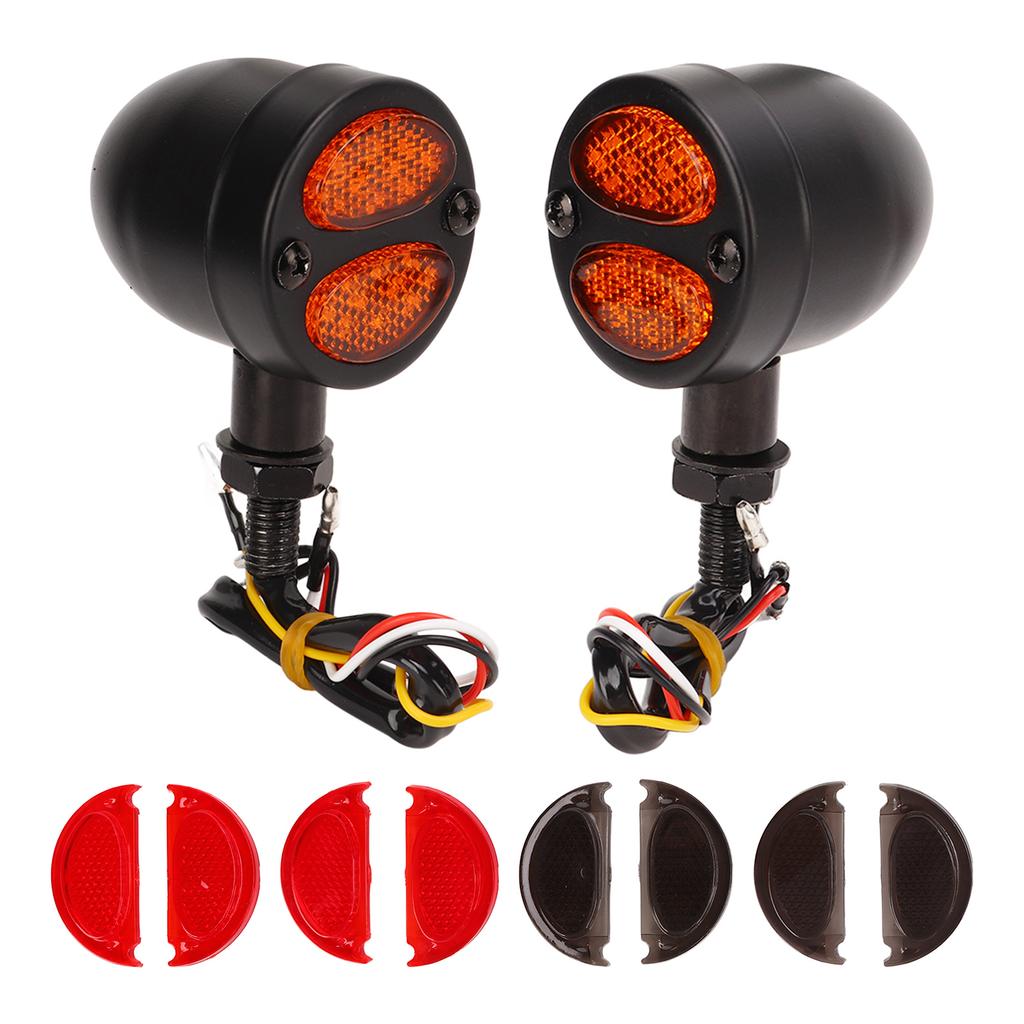 1 Pair Motorcycle LED Turn Signal Light Dual Color Indicator Blinker 12V for Motorbike