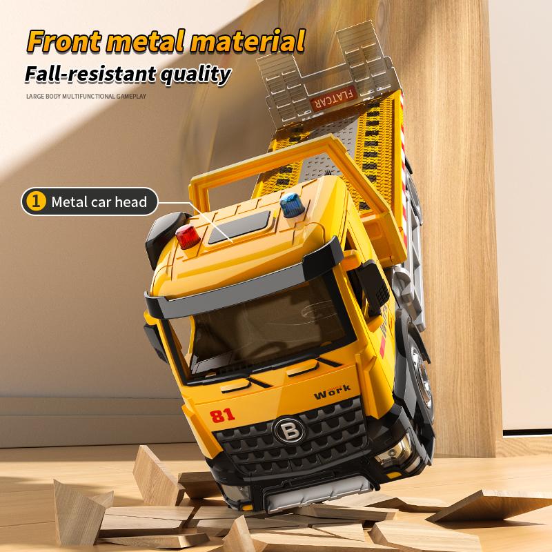New Engineering Vehicle Car Alloy Front Diecast for Boy Simulation Trailer Toy with Light Vocalize Rescue Truck Children's Toy Model