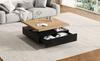 Multifunctional Square 360 Degrees Swiveling Coffee Drawer, High-Gloss 2-Tier Table and Storage Cabinet, Side Table, Natural Wood + Black