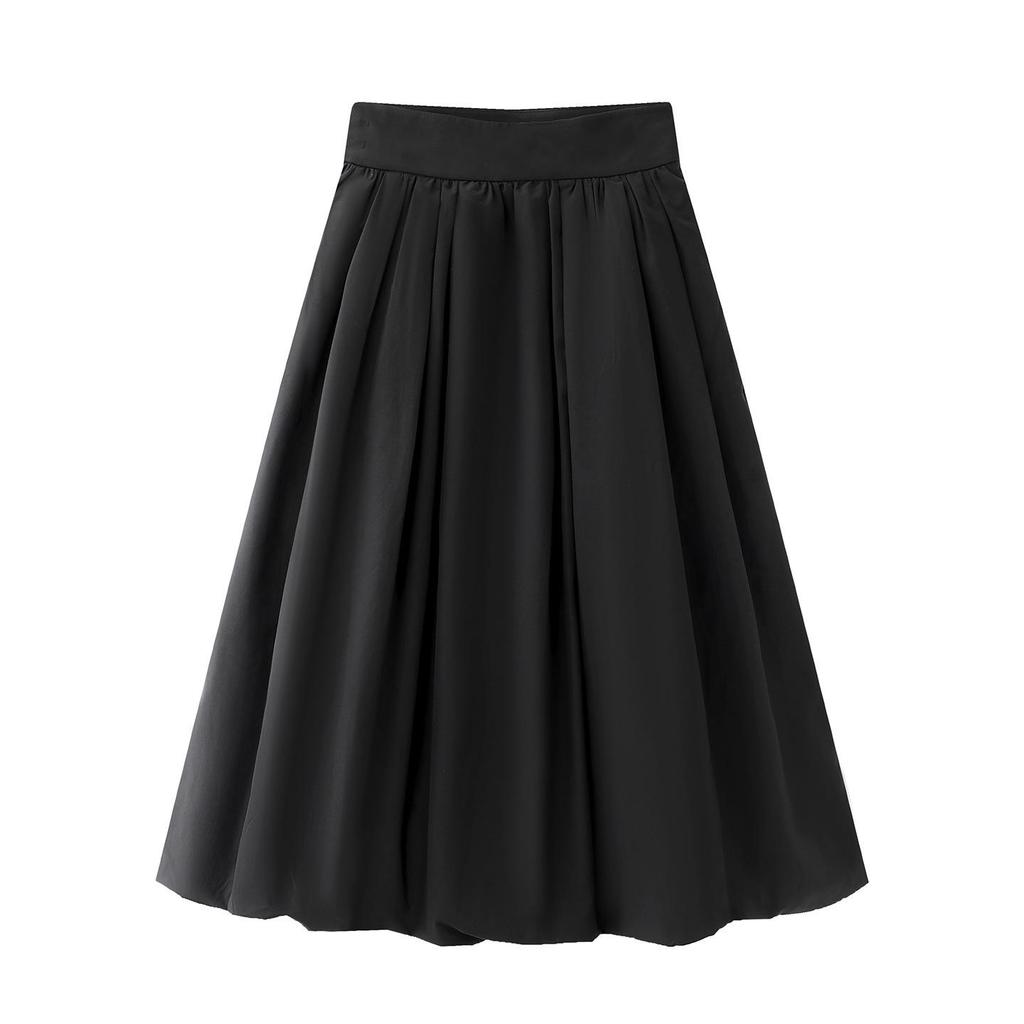 In Stock: 2025 Winter Women's Versatile Black High-Waisted Full Skirt