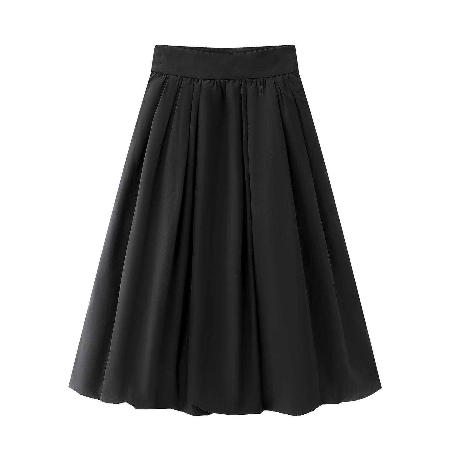 In Stock: 2025 Winter Women s Versatile Black High-Waisted Full Skirt Small