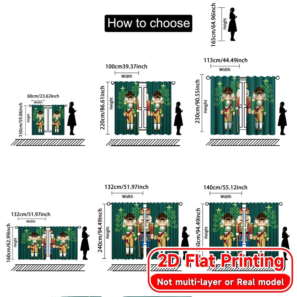 2pcs, 2D FLAT PRINTING Curtains (Without Rod) Nutcracker Trio Holiday Printed Curtains Versatile Durable Polyester Curtains