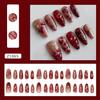 24pcs Red Press On Nails Medium Almond Fake Nails with Luxury Glitter Love Heart Gems Design Fashion Retro Red Almond False Nails Ins Simple Red