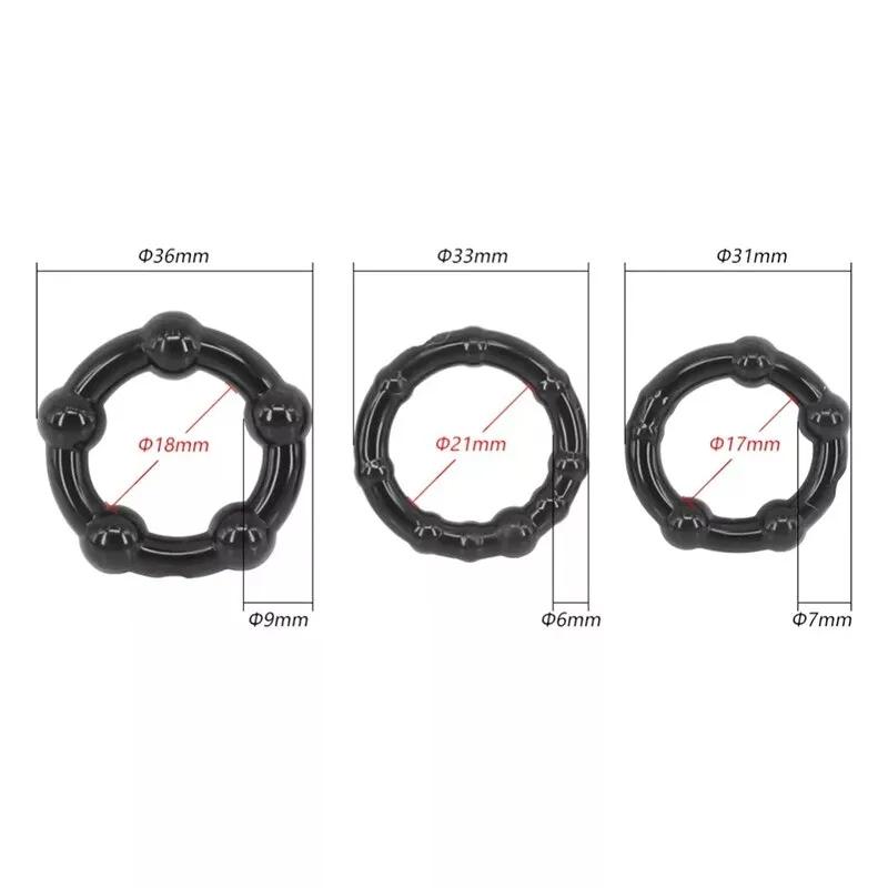 3PCS Anneaux péniens Cristal Retard Cockring Silicone Bdsm Bondage Accessoires érotiques Prostate Jouets sexuels pour adultes pour hommes Chasteté masculine