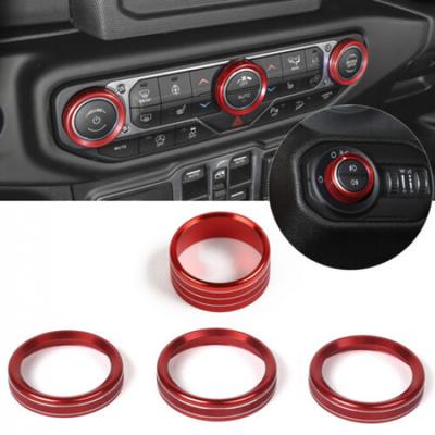Alloy Air Conditioner & Headlight Switch Knob Ring Trim For Jeep Wrangler JL 18+