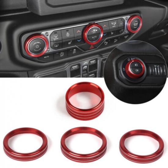 

Alloy Air Conditioner & Headlight Switch Knob Ring Trim For Jeep Wrangler JL 18+