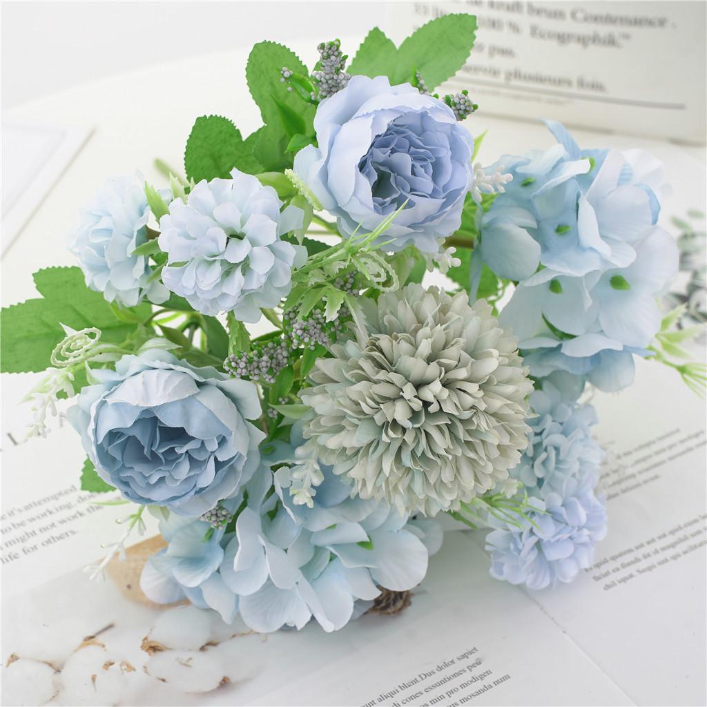 Peony & Daisy Silk Bouquet: 7-Fork Faux Flowers for Home Decoration