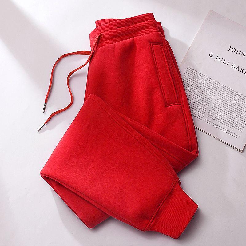 

Спортивные штаны женские весенне-осенние с манжетами на щиколотках серые 2025 новинка осенне-зимние на флисовой подкладке утолщенные маленькие повседневные хлопковые спортивные штаны No Pattern-Red S [Winter Fleece-lined]]