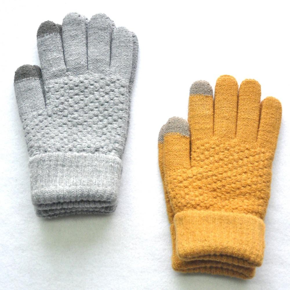 Adult men and women winter warm plush thickened wool gloves, pineapple pattern jacquard