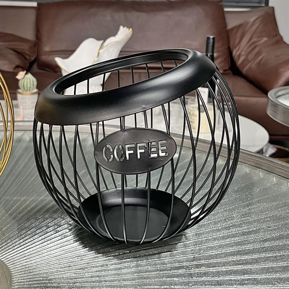 Large Capacity Coffee Pod Holder Wire Basket Large Capacity Coffee Pod Holder  Coffee Bar Counter чёрный