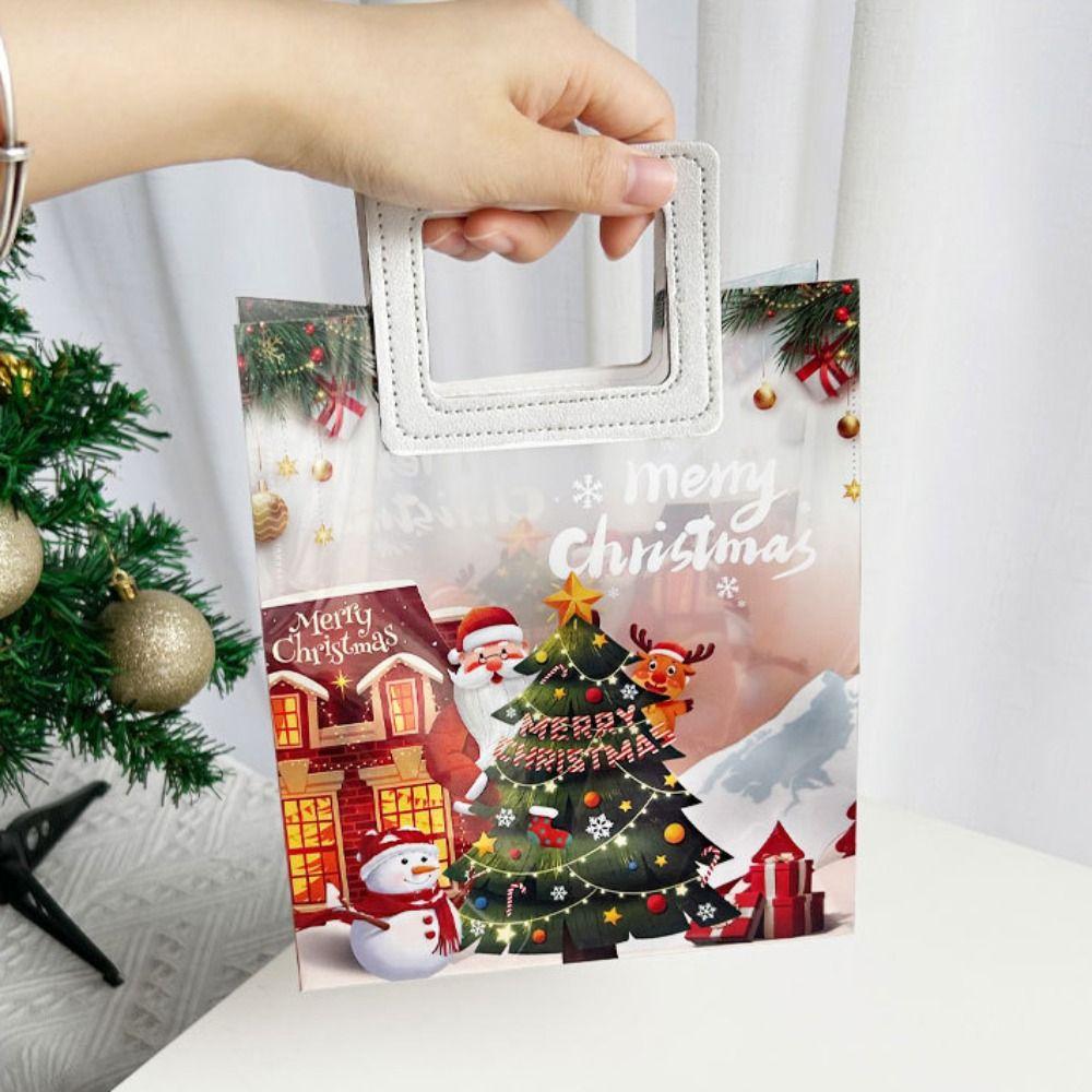 

3 шт. Симпатичные рождественские подарочные упаковочные сумки Прозрачный квадратный мешочек Рождественская сумка-тоут Конфеты