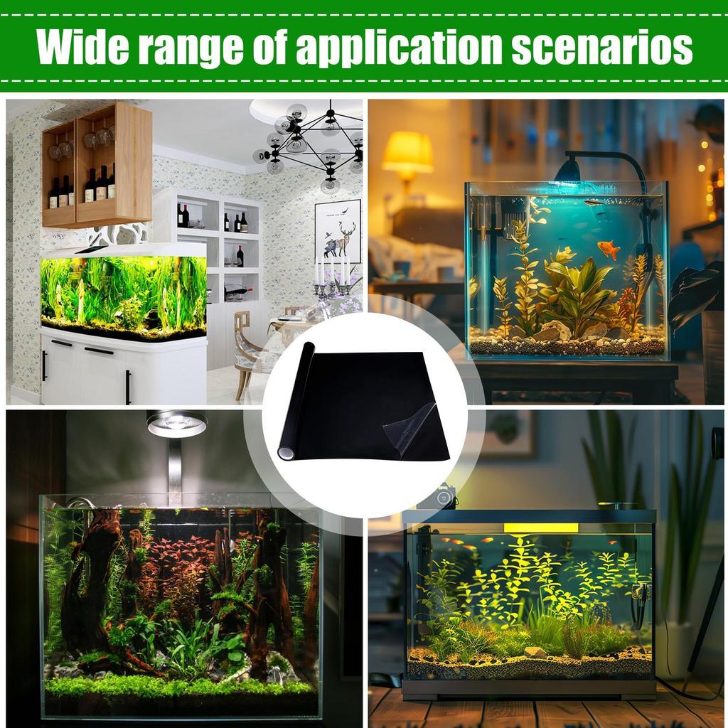 Statisch Haftende Aquarium-Tapete Aquarien-Hintergrundaufkleber Klebstofffrei Schwarze Aquarienglas-Hintergrunddekorationen
