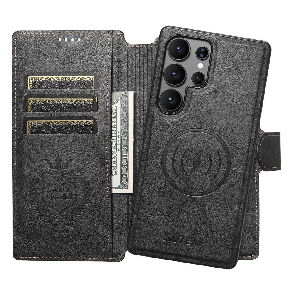 Magsafe Magnetic Suction 2 In 1 Suitable for Samsung S25U Mobile Phone Case Magnetic S24Ultra Flip Leather Case S23Ultr
