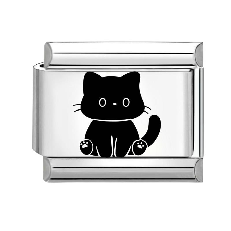 Black Piano Chess Boardlaser Engraving Links Fit 9mm Italian Charms Bracelet Jewelry DIY Making Gifts
