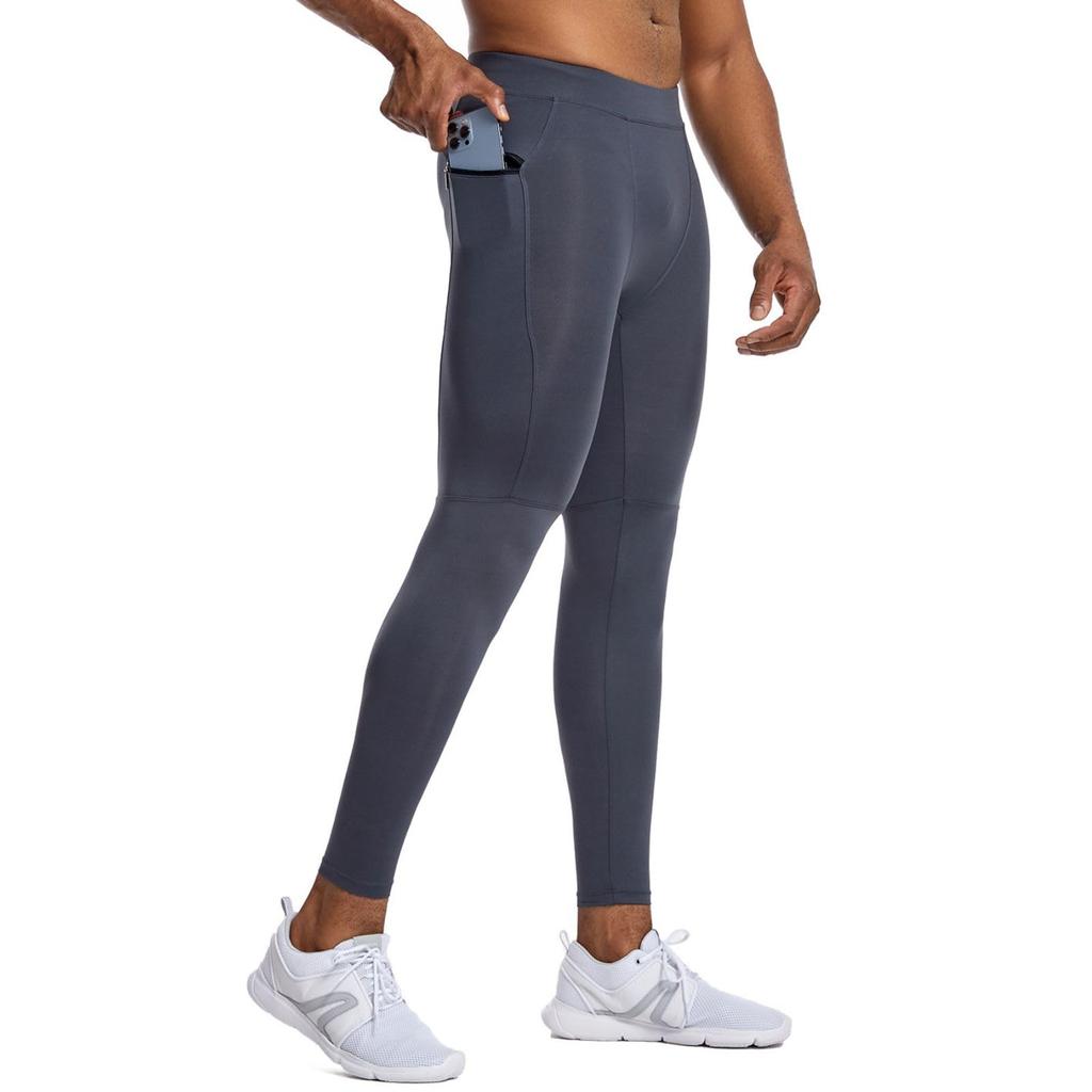 HASECIAL Sports Compression Running Power Stretch Long Front Perfect for Spring and and Other with Zipper Pockets Men's Tights, Leggings, Wear,