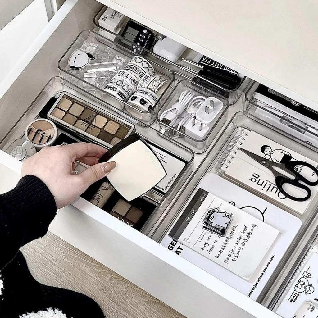 Acrylic Honpo Drawer Divider Small Item Transparent Desk Divider Storage Desktop Cosmetics Clothes Case Organizer Tray, Storage, Tray, Case, Box,