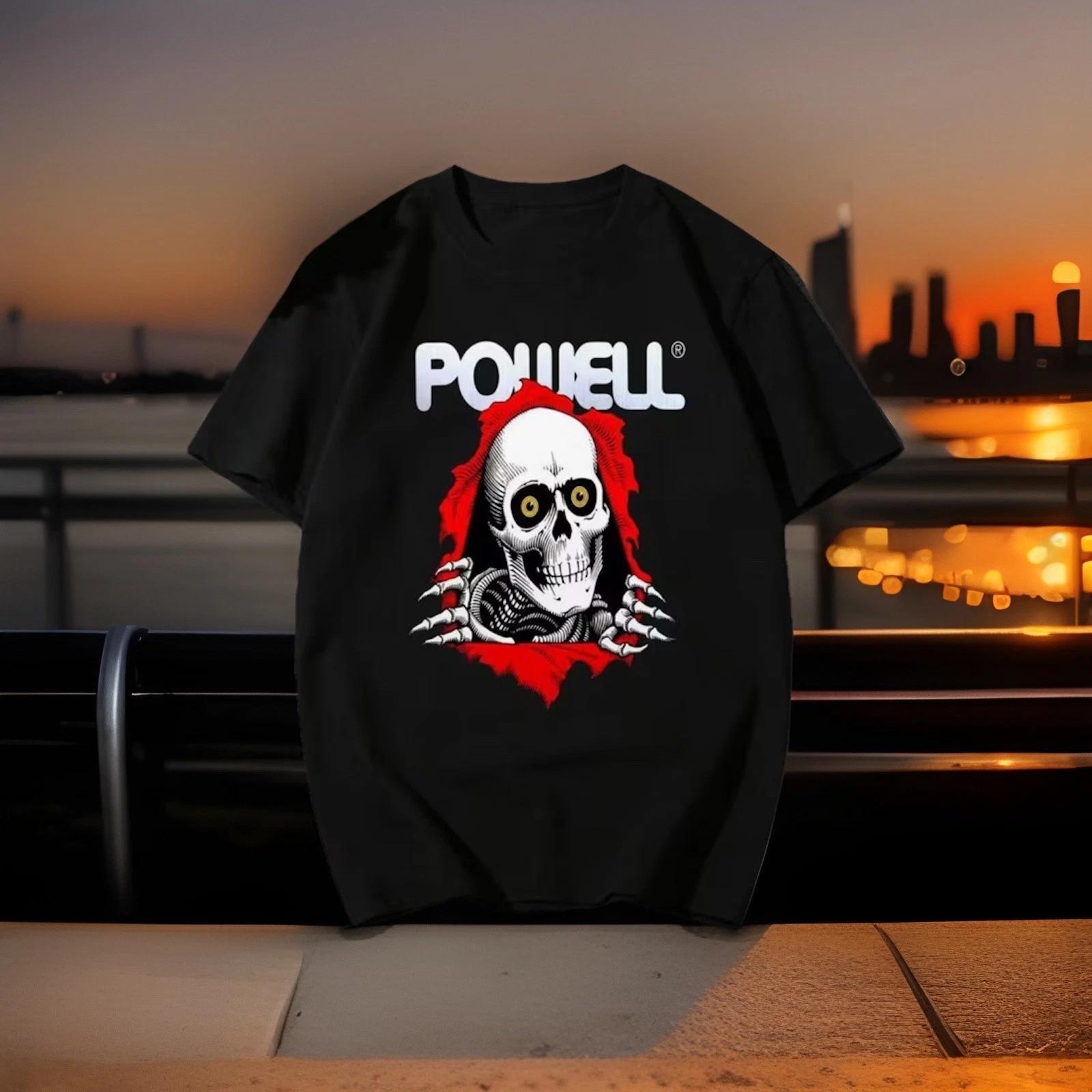 Men s Large Skateboard Graphic T-Shirt Skull Logo Black Skate XL