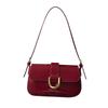 Premium Shoulder Messenger Bag Women'S Versatile Retro Burgundy Horseshoe Buckle Handheld Underarm Bag Women