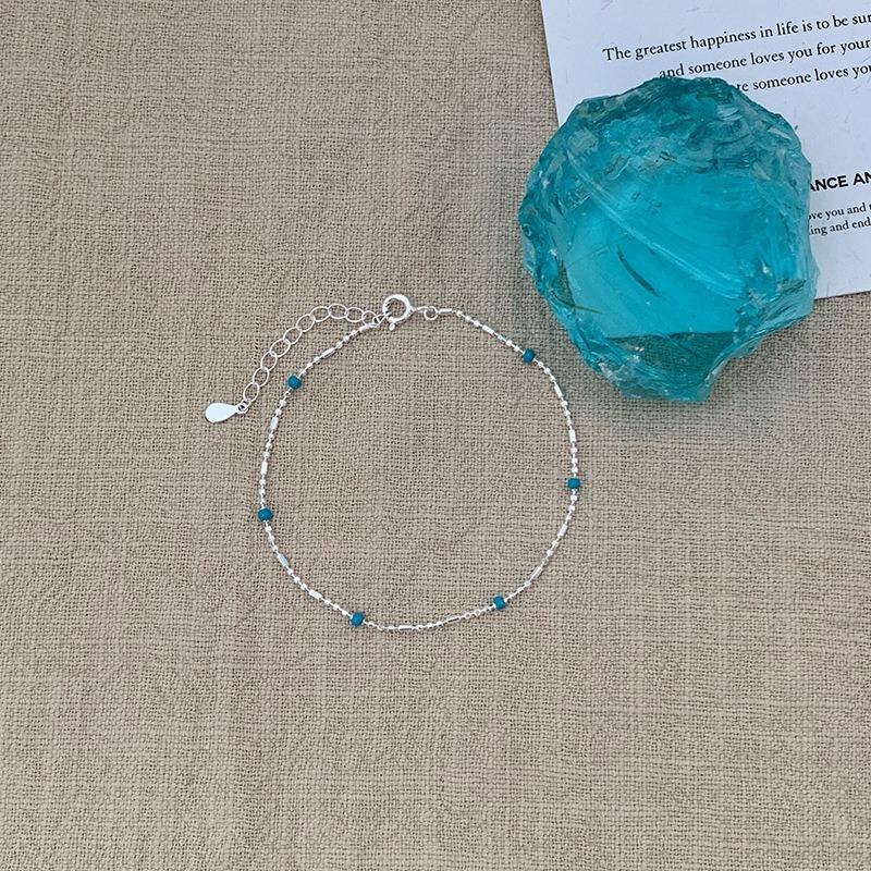Fresh and Sweet Star-shaped Heart-shaped Blue Silver Bead Bracelet - Simple Pendant Jewelry for A Casual Look.