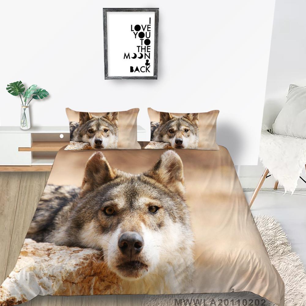 

Постельное белье с изображением волка, костюм с наволочкой, домашний текстиль, одеяло, пододеяльник, один размер King EU Single 135x200cm