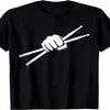 Sense of design-Men'S _Drumstick_ Graphic T-Shirt - Cotton Casual Crew Neck Tee, Black with White Drumstick