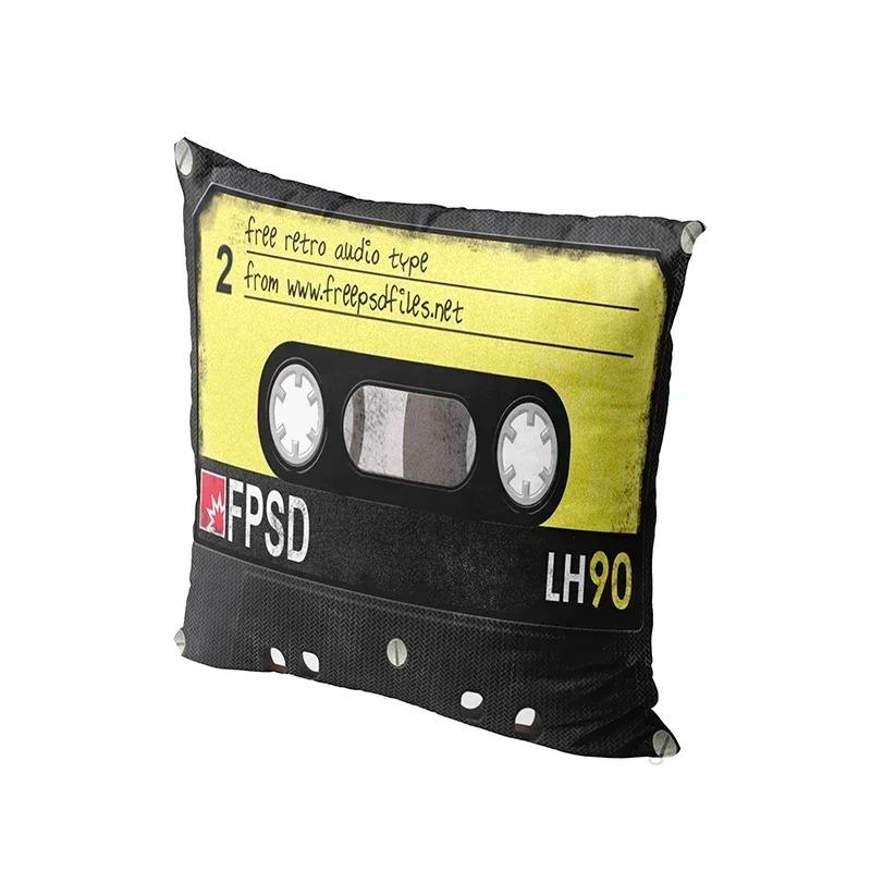 Home Decor Retro 90s Cassette Tape Pattern Pillow Covers Pattern Cushion Cover Suitable for Sofa Bedroom Car Pillow Cover