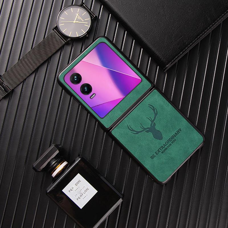 Для Infinix Zero Flip кожаный противоударный чехол для телефона для Infinix Zero Flip мультяшный олень голова кобура защитный чехол для INFINIX Zero Flip For Infinix Zero Flip зелёный