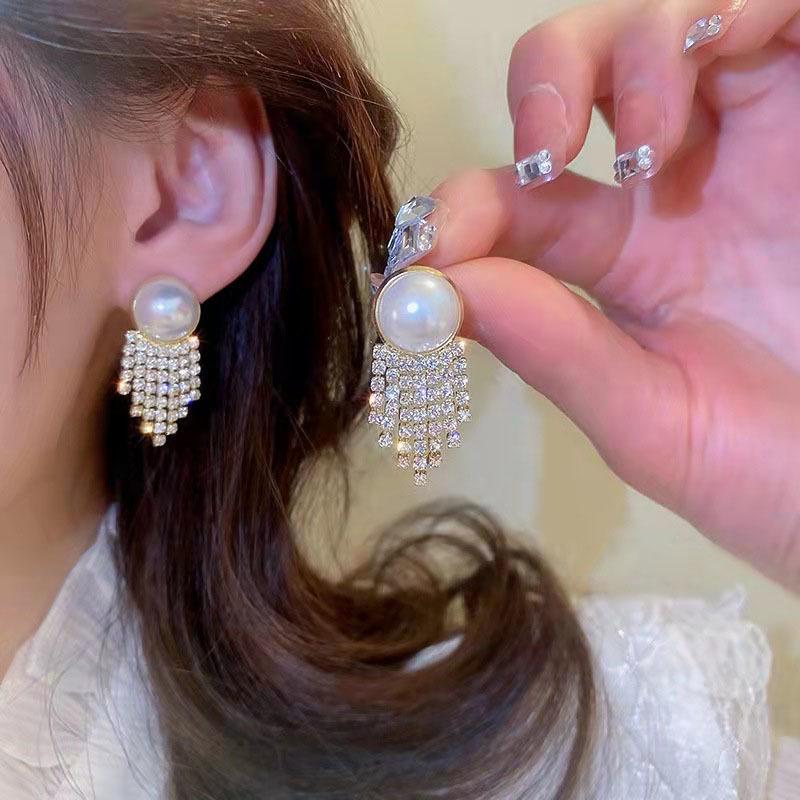 Large Retro 925 Pearl Earrings with Niche Ear Buckles for Women