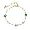 Gold Plated Cubic Zirconia Flower Charm Link Chain Bracelet Delicate Fashion Jewelry for Women Gift