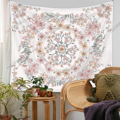 Exquisite Botanical Pattern Wall Decor Mandala Floral Fantasy Theme Tapestry Aesthetic Room Decor Backdrop Cloth