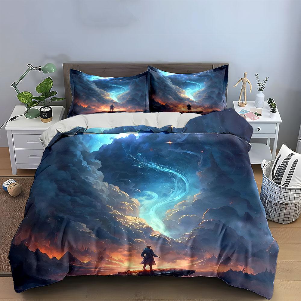 Fantasy Adventure Landscape Artwork Set Soft Comfortable Duvet Cover Bedding Set Included 1*Duvet Cover & 2*Pillowcases,Gift