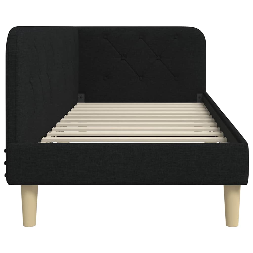 Corner Bed Frame Black 80 X 200 Cm Fabric