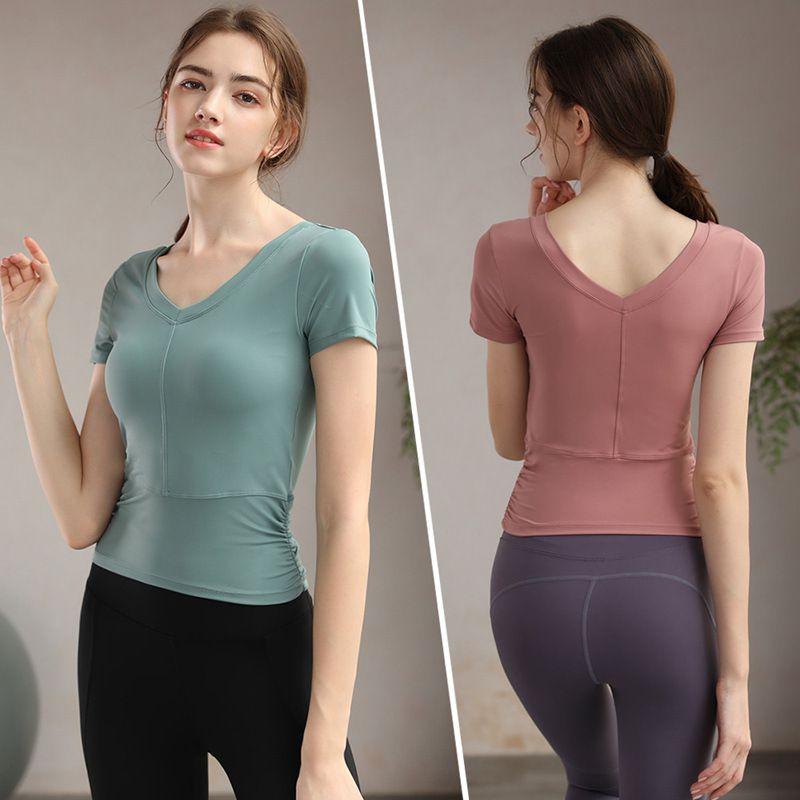 Pilates Fashion V-neck with Chest Pad Waist Fitness Suit