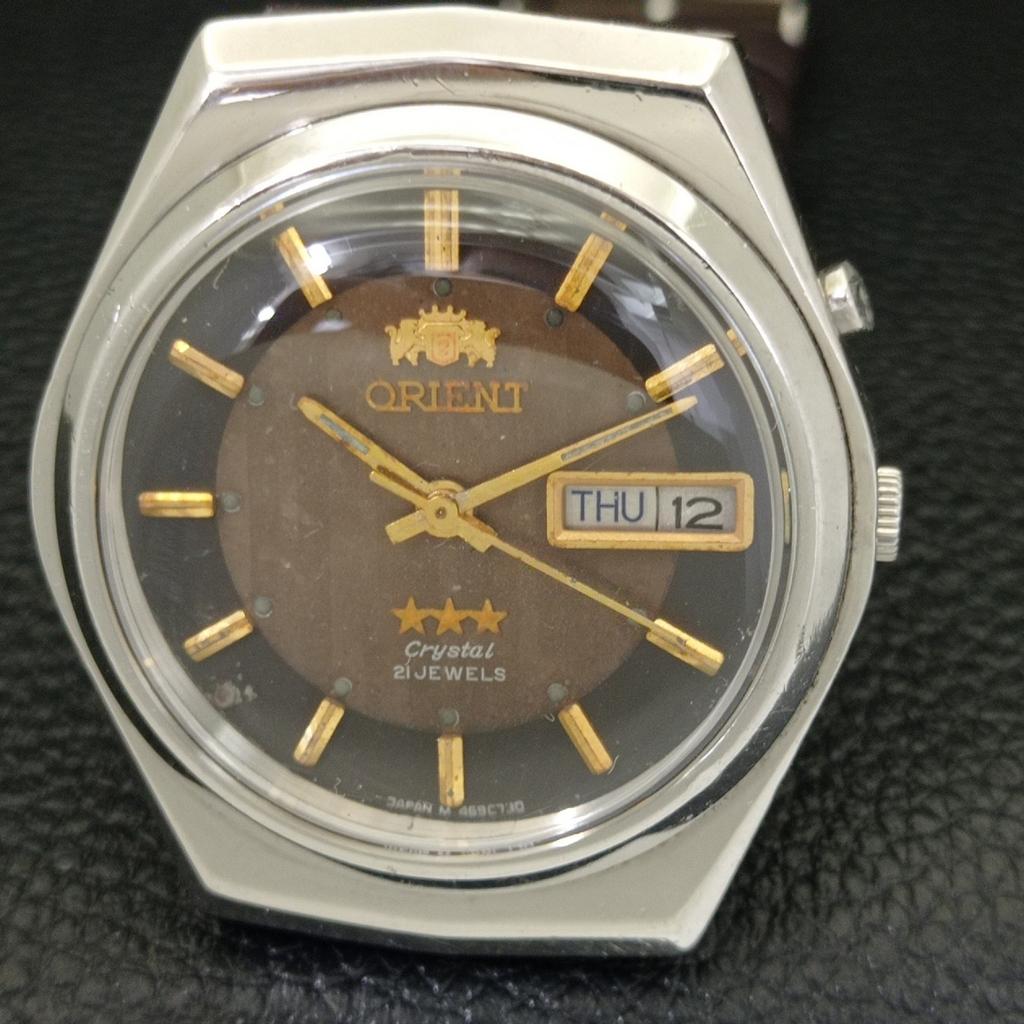 VINTAGE ORIENT CRYSTAL AUTOMATIC 46941 JAPAN MENS ORIGINAL DIAL WATCH A700718-5 R204-a700718