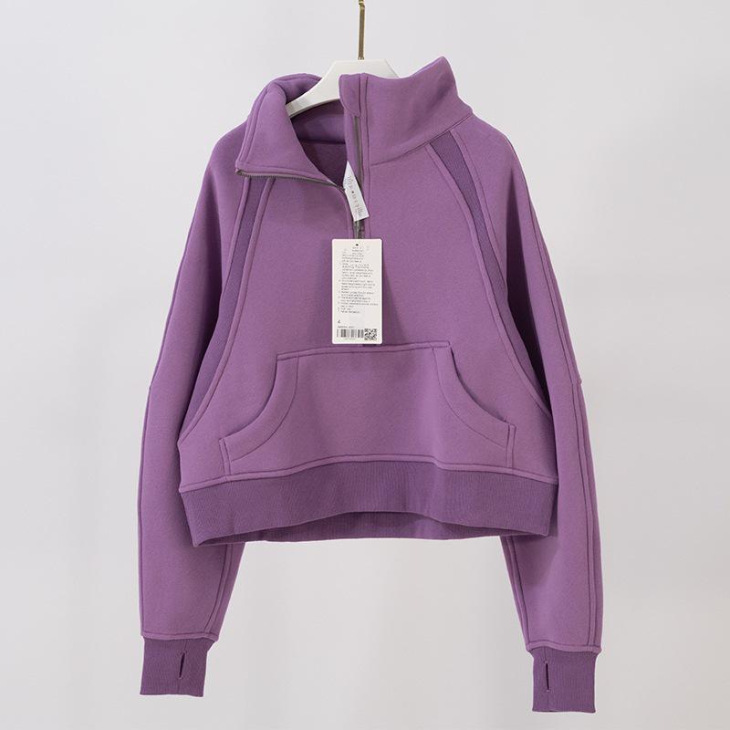Women's High Collar Thick Sweater: Long Sleeve, Half-Zip, Loose Fit for Jogging, Fitness & Yoga In Autumn and Winter.