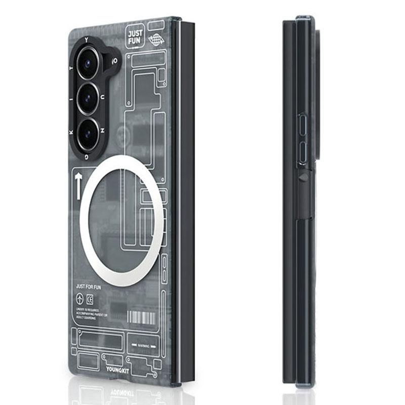 

YOUNGKIT Technology Series for Samsung Galaxy Z Fold6 5G Case Hard PC Phone Cover Strongest Magnet,Shockproof Technology Black