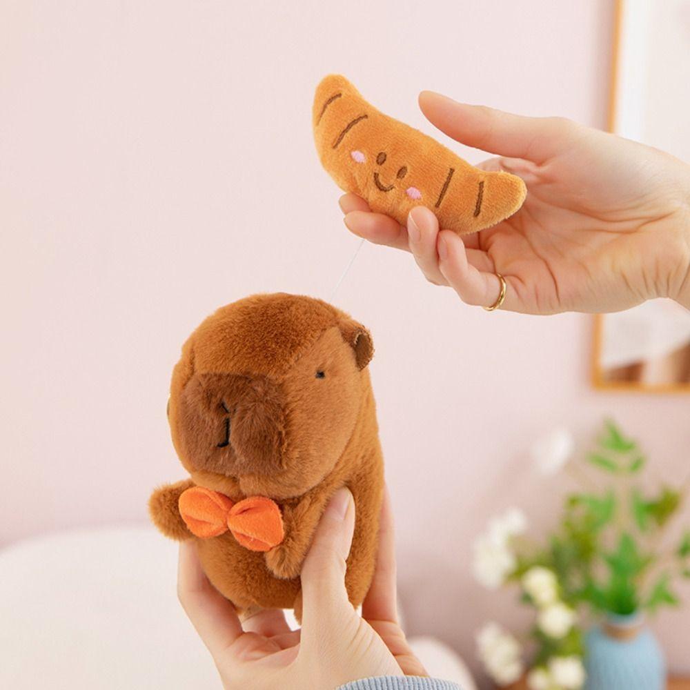 With turtle Plush Couple Keychains Rotatable Capybara Plush Doll Capybara Plush Keychain  Unisex
