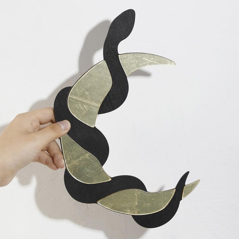Decorative Crescents Snake Wood Mirror Wall Ornament Fit Diverse Styles Preferences