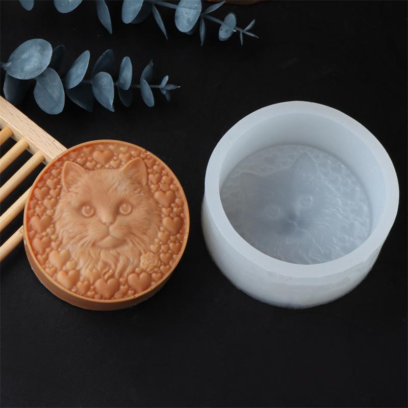 3D Roundness Embossed Love Cat Silicone Soap Mold DIY Cat Paw Candle Soap Mould Chocolate Cake Baking Tools Home Decor Gift