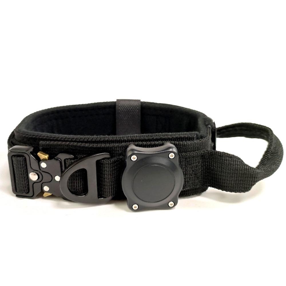 Adjustable Dog Collar with Handle for AirTag Large Medium Dogs Heavy Duty Metal Buckle Military Style Pet Collar
