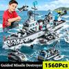 1560 Pièces Blocs de Construction Navire de Guerre Marine 6-en-1, Briques Modèle Batailleur Militaire Multi-Formes, Jouet Éducatif STEM pour Garçons Enfants