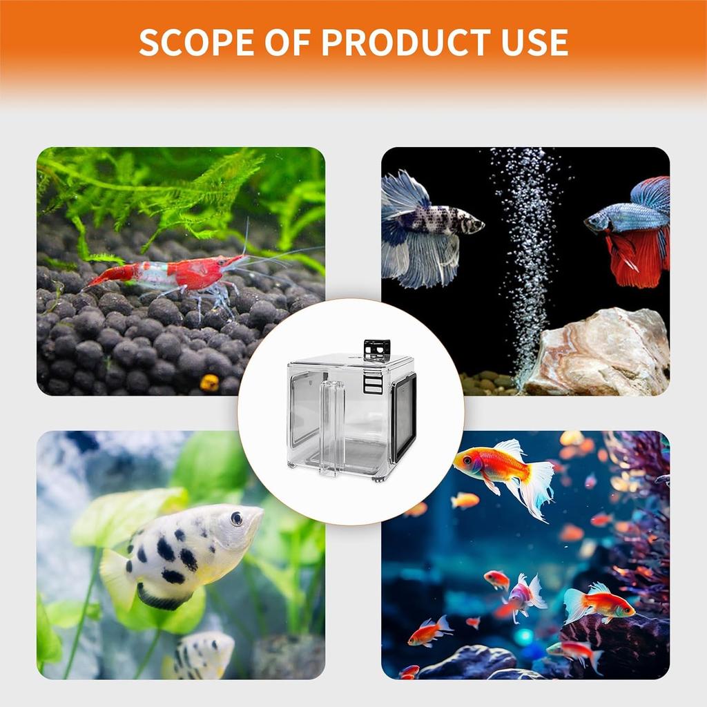 Saim Fish Breeding Box, Acrylic Aquarium Breeding Boxes, Acrylic Fish Isolation Box Hanging Aquarium Hatchery Tank for Small Baby Fishes Shrimp