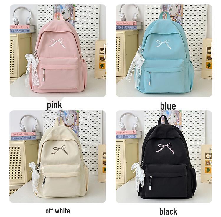 Zaino di Grande Capacità Stile Coreano con Fiocco per Ragazze - Borsa per Laptop per Studenti Universitari e delle Medie