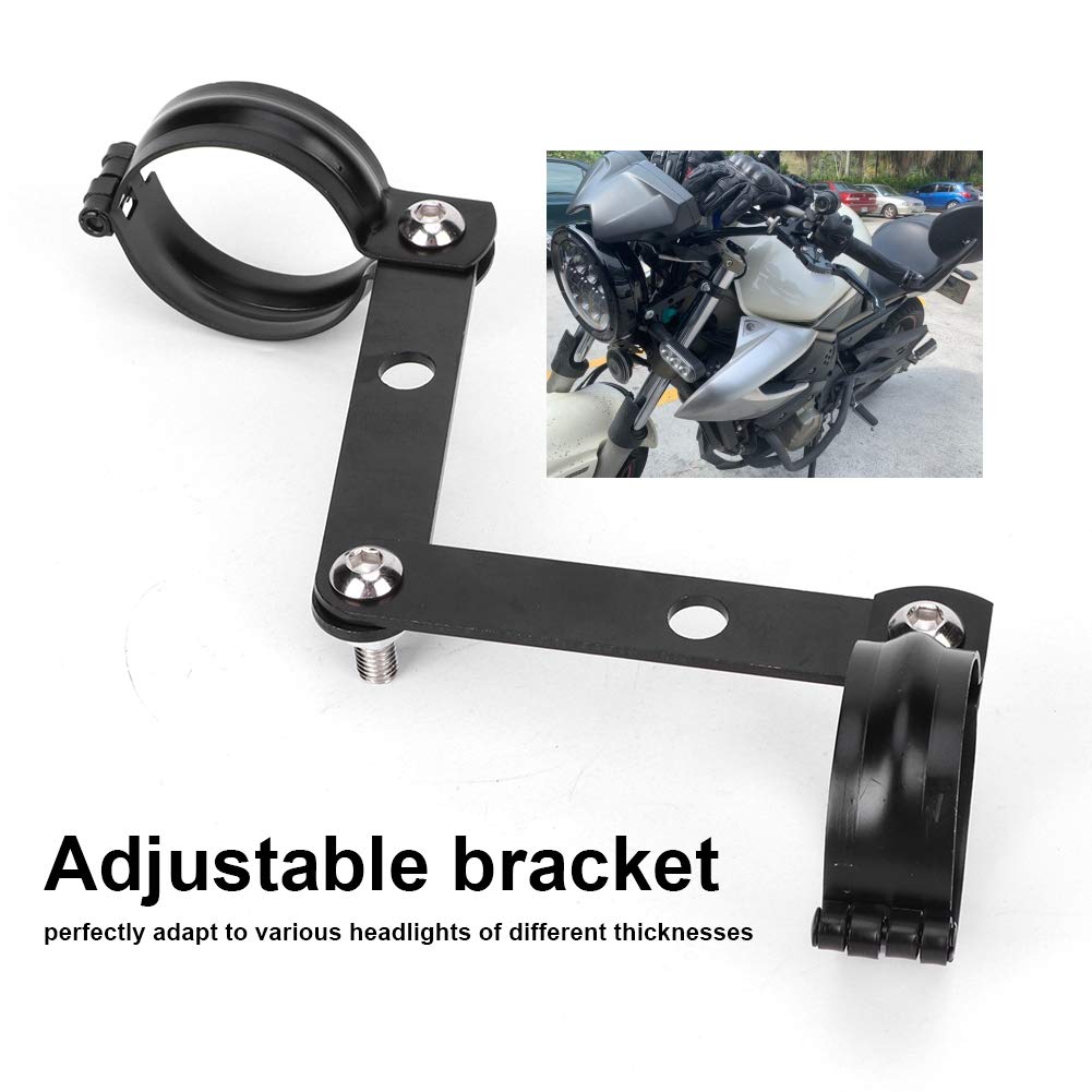 Headlight Bracket, Motorcycle Headlight Bracket Fork Mounting Clamp Universal Accessory Black (41-51mm)