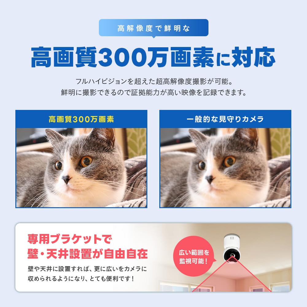 WTW Tsukamoto Wireless Security 5GHz Pet Baby 3 Auto Night 2024 Model Camera, Monitoring, WiFi, Monitor, Megapixels, Tracking, Vision, Two-Way Talk,