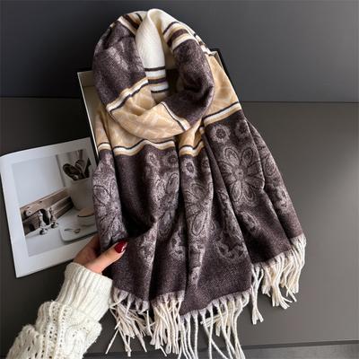 Thick Warm Winter Scarf Design Print Women Cashmere Pashmina Shawl Lady Wrap Tassel Scarves Knitted Men Foulard Blanket