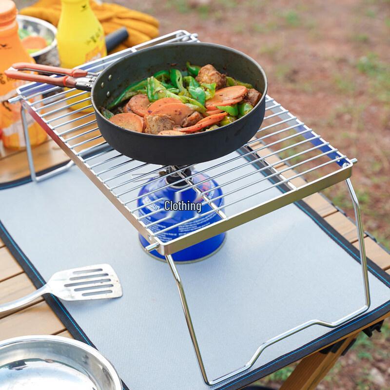 Portable Stainless Steel Camping Stove & BBQ Grill Stand
