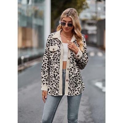 Nuova giacca cappotto autunnale da donna con stampa leopardata e maniche lunghe per donna