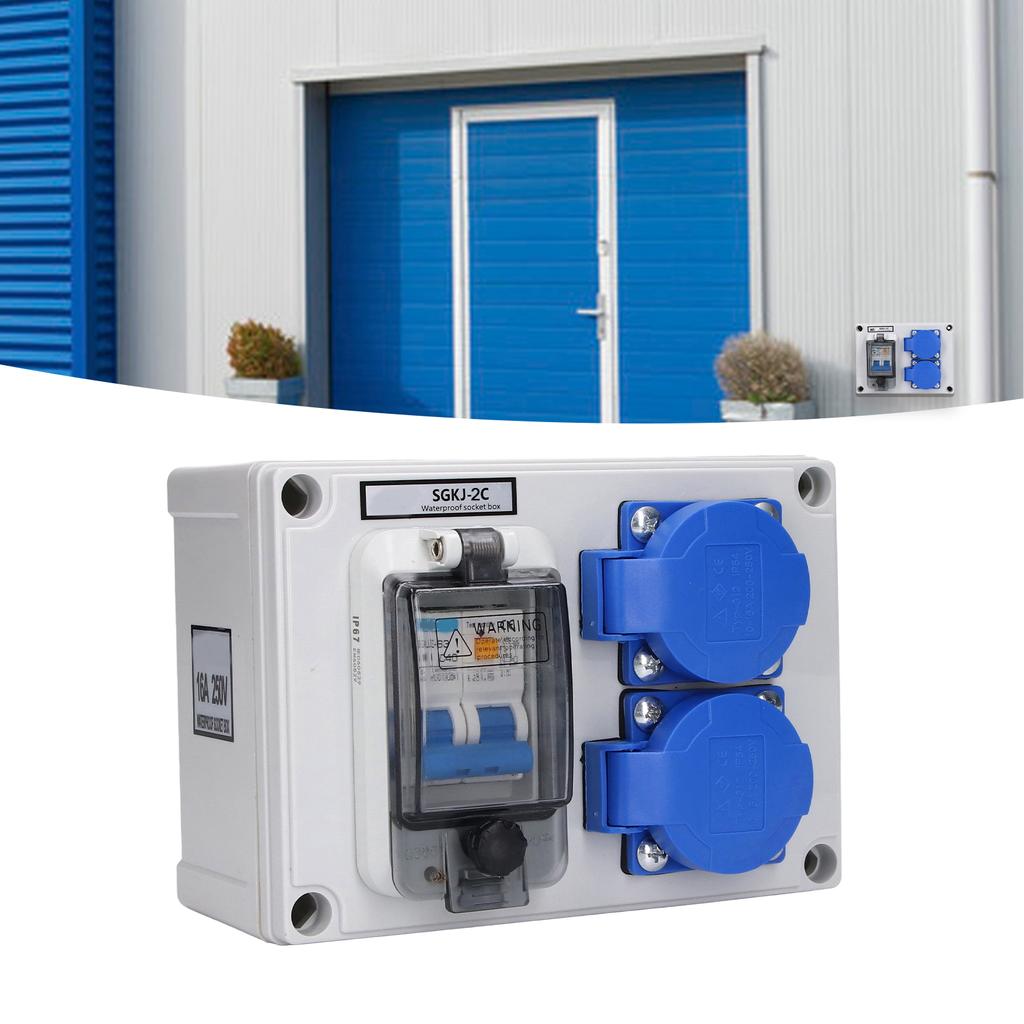 Wall Socket Dual German Power Outlet Box Receptacle 200250V with 40A 1P+N RCD