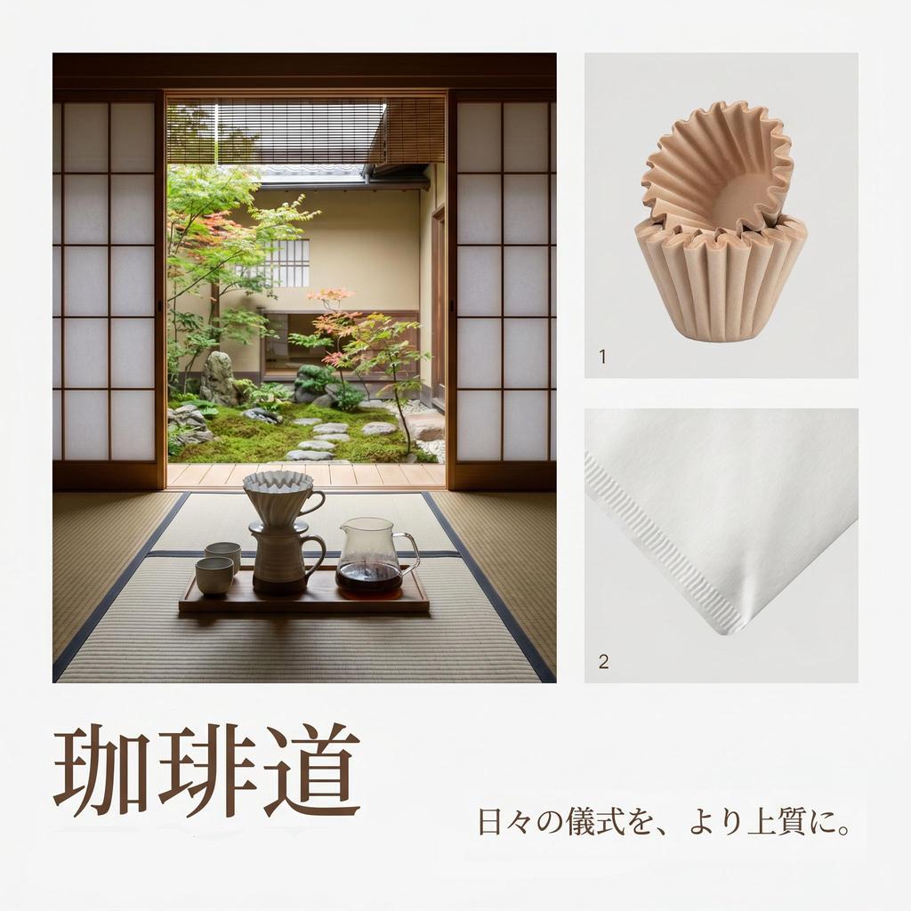 Only Disposable Coffee Filters 200 Pieces Wave Design Size 185 for 2-4 People Khaki Unbleached Natural Wood Pulp Paper Drip Cone